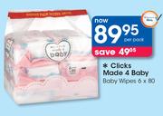 Clicks Made 4 Baby Wipes-6 x 80 Per Pack