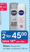 Nivea Deodorant For Men Or Women-2 x 150ml