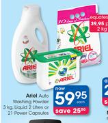 Ariel Auto Washing Powder-3Kg, Liquid-2Ltr Or 21 Power Capsules-Each