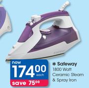 Safeway 1800 Watt Ceramic Steam & Spray Iron-Each