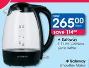 Safeway 1.7Ltr Cordless Glass Kettle-Each