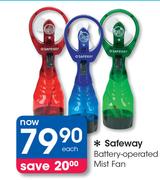 Safeway Battery Operated Mist Fan-Each
