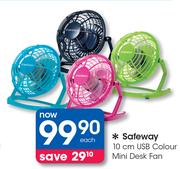Safeway 10cm USB Colour Mini Desk Fan-Each