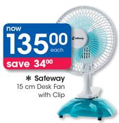 Safeway 15cm Desk Fan With Clip-Each