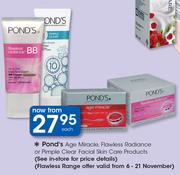 Pond's Age Miracle,Flawless Radiance Or Pimple Clear Facial Skin Care Products-Each