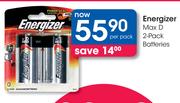 Energizer Max D 2-Pack Batteries