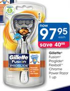 Gillette Fusion Proglide Flexball Chrome Power Razor 1 Up-Each