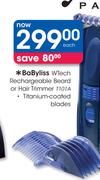 BaByliss WTech Rechargeable Beard Or Hair Trimmer T101A-Each