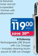 Safeway Rechargeable USB Shaver With Car Charger-Each