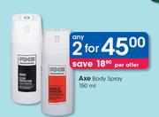 Axe Body Spray-2x150ml Per Offer