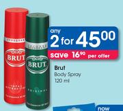 Brut Body Spray-2x120ml per offer
