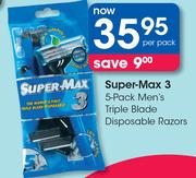 Super-Max 3 5-Pack Men's triple Blade Disposable Razors-Per pack