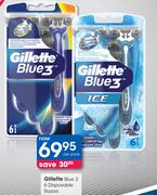 Gillete Blue 3 6 Disposal Razors-Per Pack