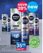 Nivea Men Intense, Spirit, Energy Or Cool Kick Body Deodoriser-110ml Each