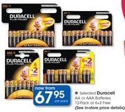 Duracell AA Or AAA Batteries 12 Pack Or 6+2 Free