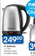 Safeway 1.7Ltr Stainless Steel Cordless Kettle