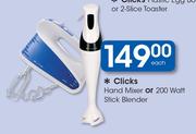 Clicks Hand Mixer Or 200 Watt Stick Blender-Each