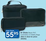 Clicks Black PVC Cosmetics Or Toiletry Bags-Each