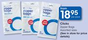 Clicks Zipper Bags Assorted Sizes-Per Pack