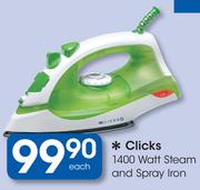Clicks 1400 Watt Steam And Spray Iron