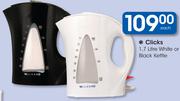 Clicks 1.7Ltr White Or Black Kettle-Each