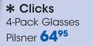 Clicks 4 Pack Pilsner Glasses-Per Pack