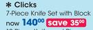 Clicks 7 Piece Knife Set With Block-Per Set