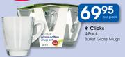 Clicks 4 Pack Bullet Glass Mugs-Per Pack