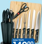 Clicks 10 Piece Knife And Pine Cutting Board Set-Per Set