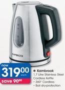 Kambrook 1.7Ltr Stainless Steel Cordless Kettle