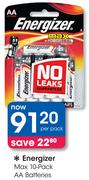 Energizer AA 10 Pack Max Batteries-Per Pack