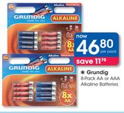 Grundig 8 Pack AA Or AAA Alkaline Batteries-Per Pack