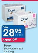 Dove Body Cream Bars-4 x 100g Per Pack