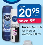 Nivea Aerosols For Men Or Women-150ml Each