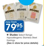 Studex Select Range Hypoallergenic Stainless Steel Earrings-Each