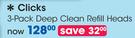 Clicks 3 Pack Deep Clean Refill Heads-Per Pack