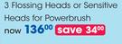 Clicks 3 Flossing Heads Or Sensitive Heads For Powerbrush-Per Pack