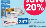 White Glo Flexible Flosser Toothpicks, Tea&Coffee StainRemover,Smokers/Professional Toothpastes-Each