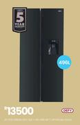 Defy 496L Nett BLK Glass SxS + WD Fridge DFF456 20-576