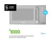 Midea 20L Silver Mirror Inverter Elec Microwave EM20/EM7P012MZ 24-244