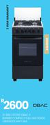 OBAC 4 Burner Compact Full Gas Stove Matt Black 50 x 50 OB500G/S 21-582