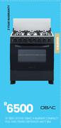 OBAC 6 Burner Compact Full Gas Matt BLK Stove 76 x 60 OB760G/S 21-585