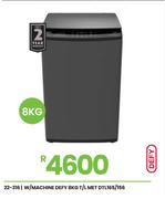 Defy 8Kg T/L MET Washing Machine DTL165/156 22-316
