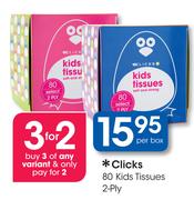 Clicks 80 Kids Tissues 2-Ply-Per Box