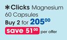 Clicks Magnesium 60 Capsules-2 Packs