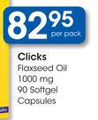 Clicks Flaxseed Oil 1000mg 90 Softgel Capsules-Per Pack