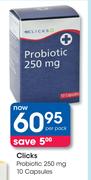 Clicks Probiotic 250mg 10 Capsules-Per Pack