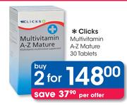 Clicks Multivitamin A-Z Mature-2 x 30 Tablets
