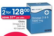 Clicks Omega 3 & 6 1000mg-90 Capsules Pack