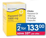 Clicks Flaxseed Oil 1000mg-90 Softgel Capsules Packs Each
